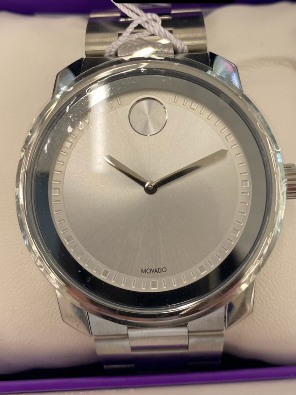 Movado Bold Stainless Steel Silver Dial 42mm Watch New